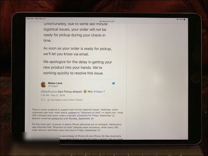 部分2017款iPad Pro屏幕出問題，Home鍵上方有亮點